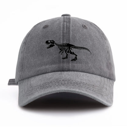 Black T Rex Print Washed Baseball Cap
