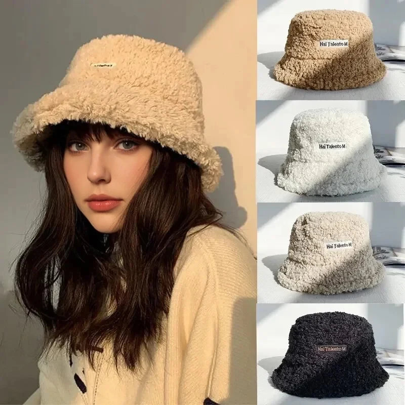 Korean Lamb Wool Retro Cute Bucket Hat