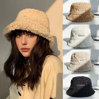 Korean Lamb Wool Retro Cute Bucket Hat