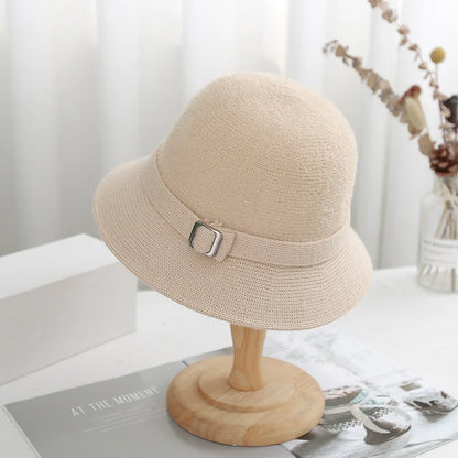 Faux Mink Cashmere Blend Autumn Winter Knitted Bucket Hat