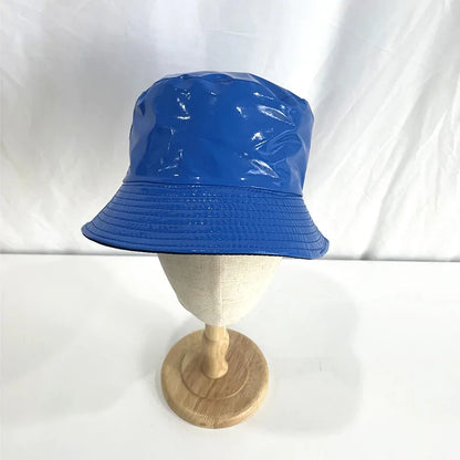 Laser Color Reversible Leather Bucket Hat Men Women
