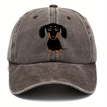 Dachshund Print Retro Washed Baseball Cap