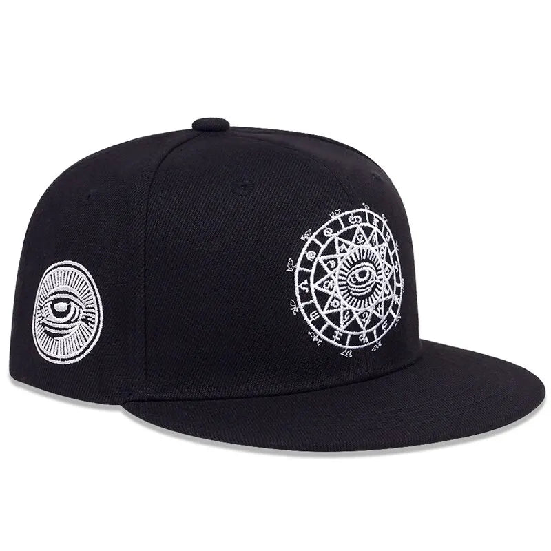 Unisex Eyes Embroidered Snapback Cap Outdoor Casual