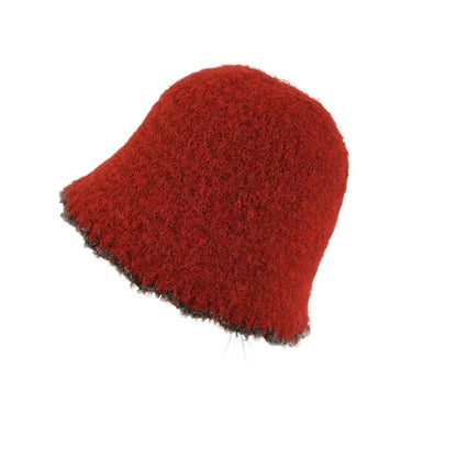 Autumn Winter Knitted Plush Warm Bucket Hat for Women