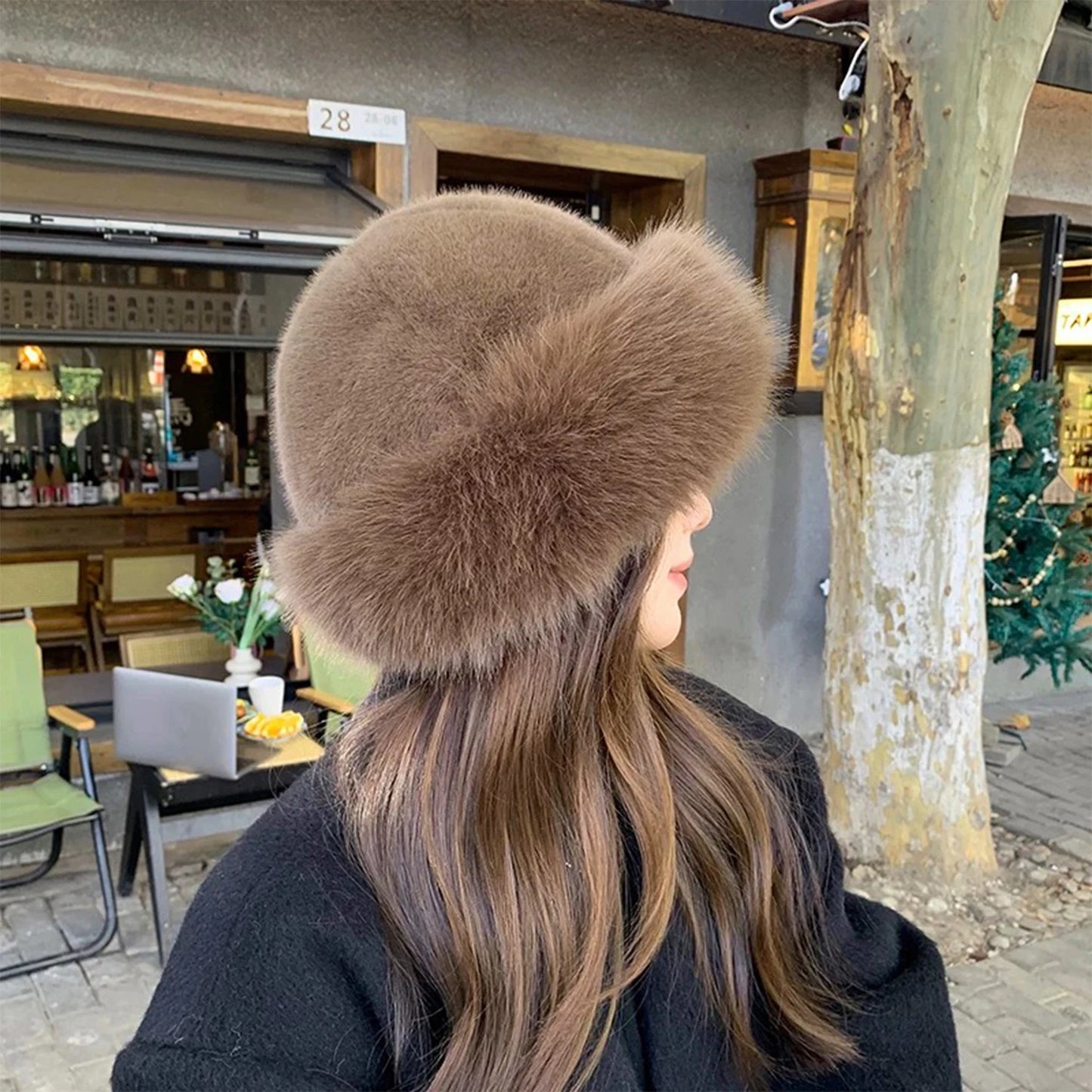 Mongolian Plush Fur Winter Bucket Hat