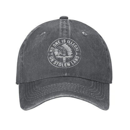 No One Is Illegal Distressed Cotton Baseball Cap