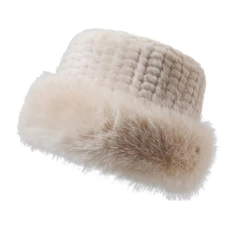 Mongolian Plush Fur Winter Bucket Hat