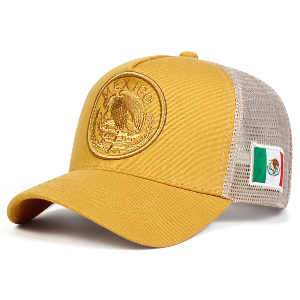 Unisex Mexican Flag Embroidered Mesh Baseball Cap
