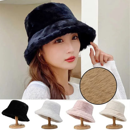 Korean Lamb Faux Fur Bucket Hat