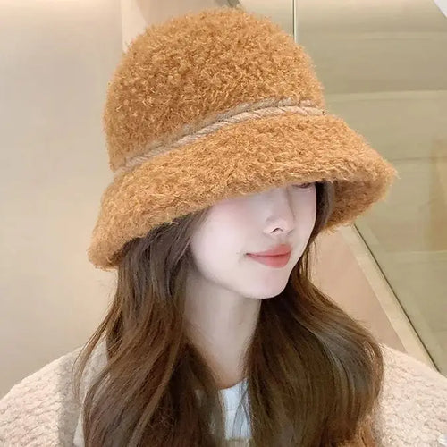 Soft Fleece Knitted Band Bucket Hat