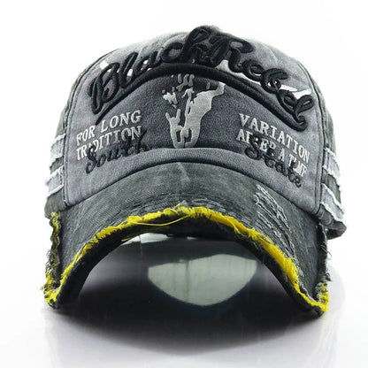 Spring Letter Embroidered Washed Bull Head Baseball Cap
