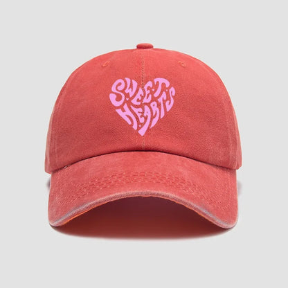 Pink Heart Letter Print Baseball Cap