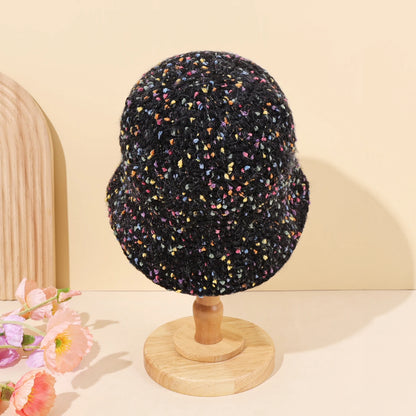 Colorful Knitted Bucket Hat Women Autumn Winter