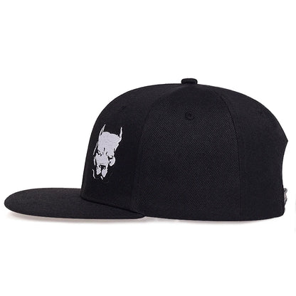Dog Head Embroidery Hip Hop Snapback Cap