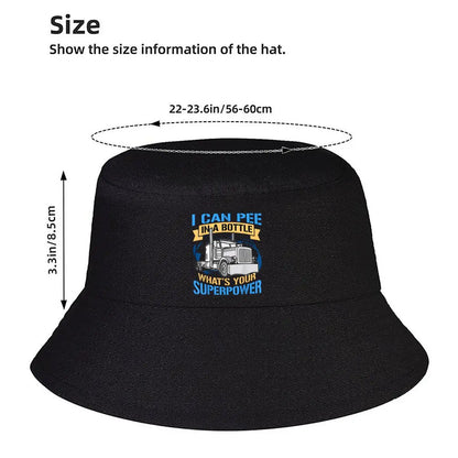 Truck Driver Pee Bottle Superpower Humor Bucket Hat