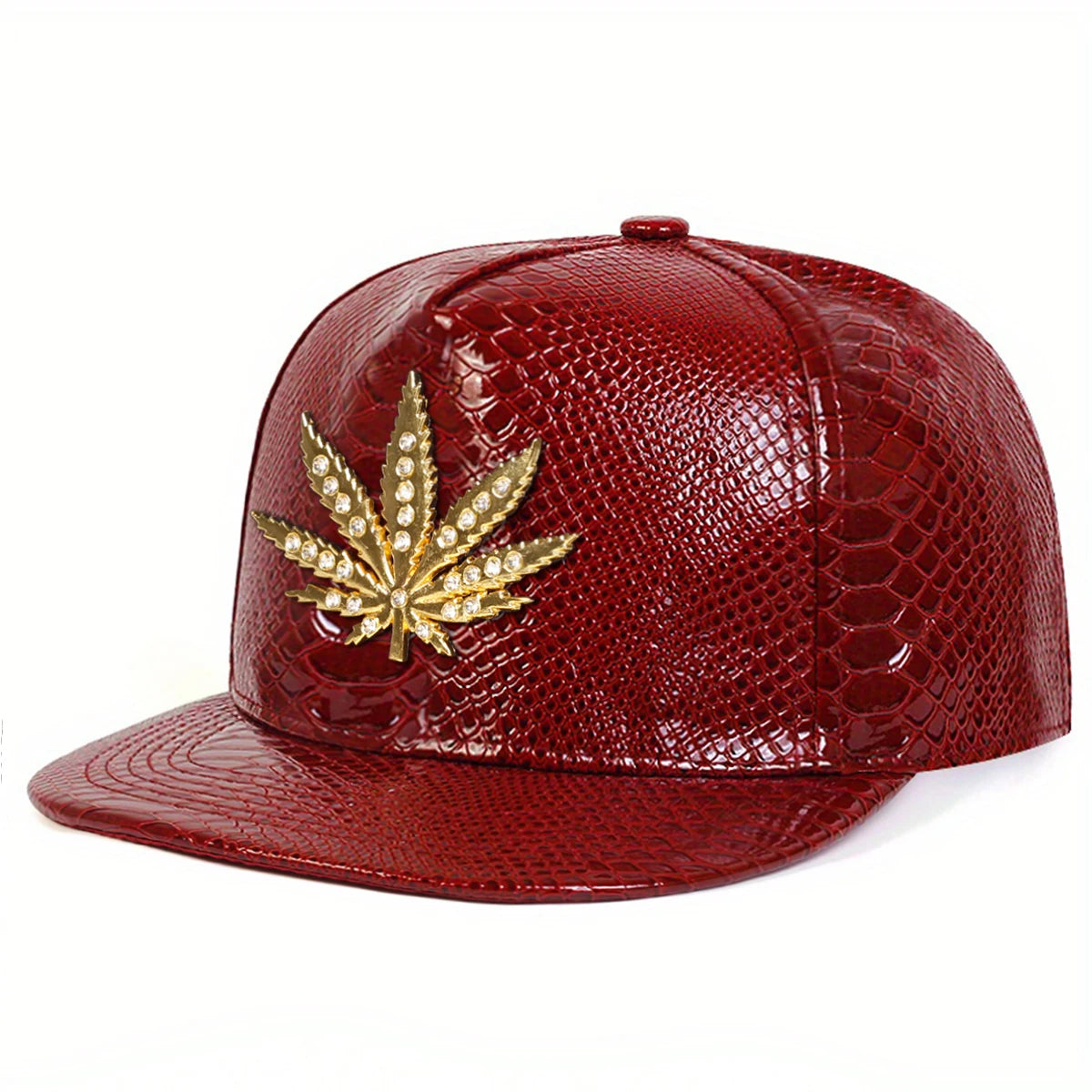 Unisex Maple Leaf Label With Drill Leather Hip-hop Hats