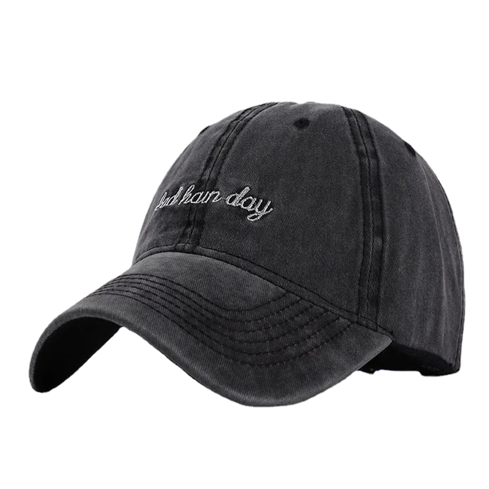 Bad Hair Day Letter Embroidery Washed Baseball Cap