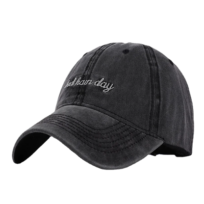Bad Hair Day Letter Embroidery Washed Baseball Cap