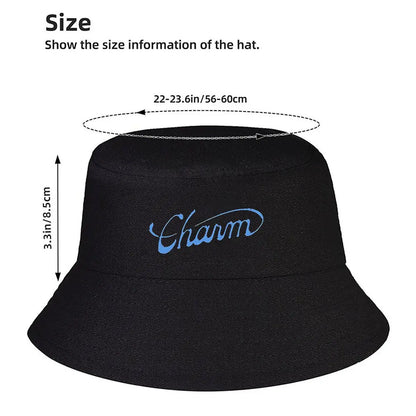 Charm Blue Cursive Text Winter Style Bucket Hat
