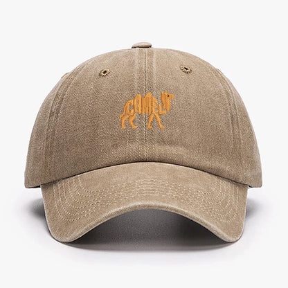 Camel Embroidered Vintage Cotton Baseball Cap