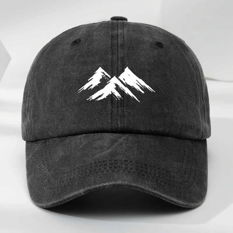 Mountain Print Washed Retro Duckbill Baseball Cap