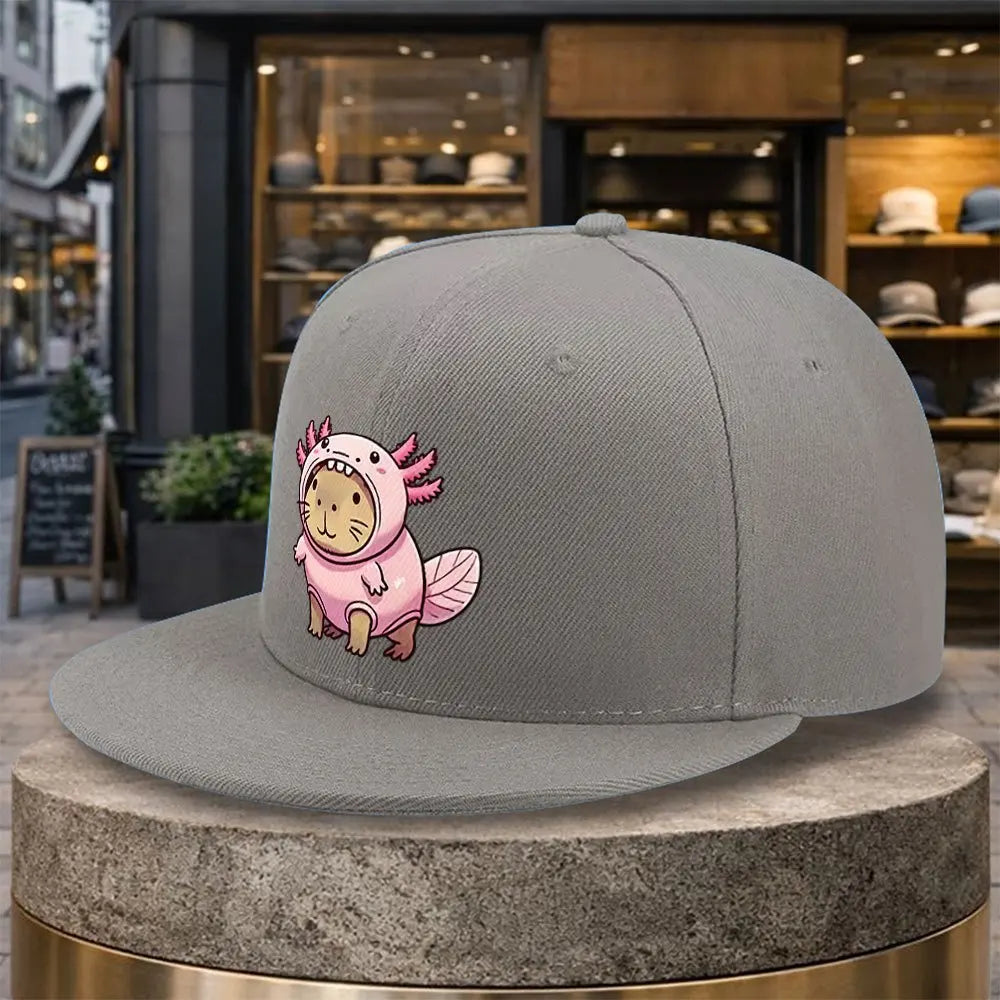 Axolotl Costume Cat Flat Brim Snapback Cap