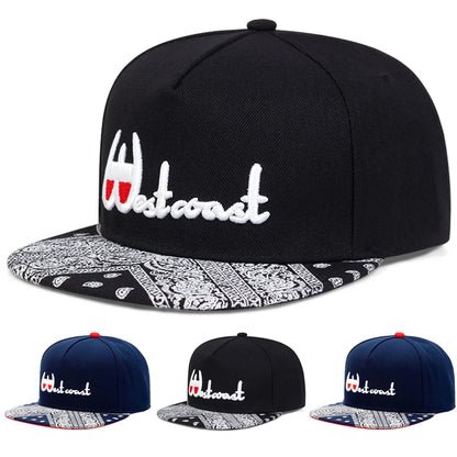 Unisex Cashew Flower Print Flat Brim Hip Hop Baseball Cap