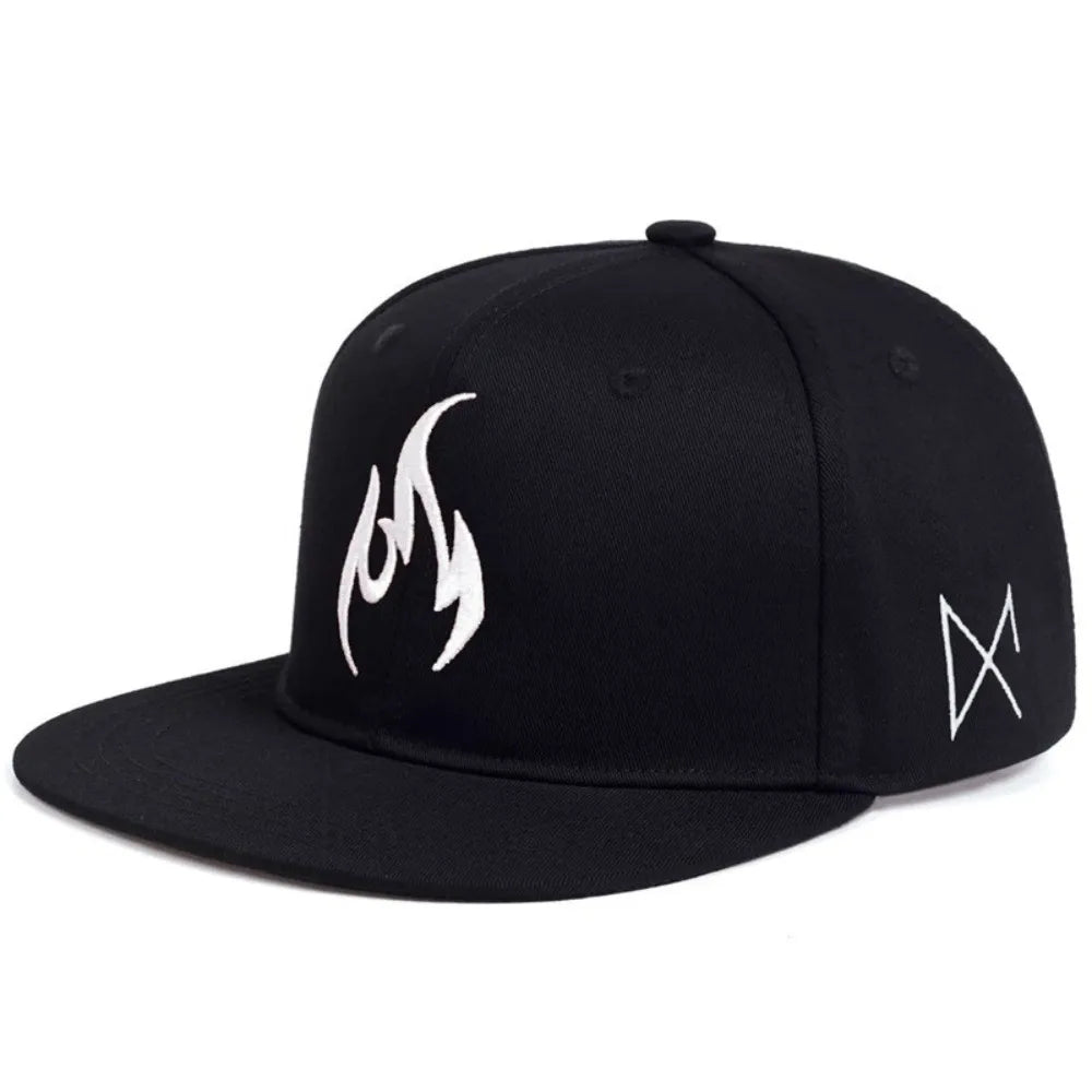 Flame Embroidery Adjustable Hip Hop Snapback Cap