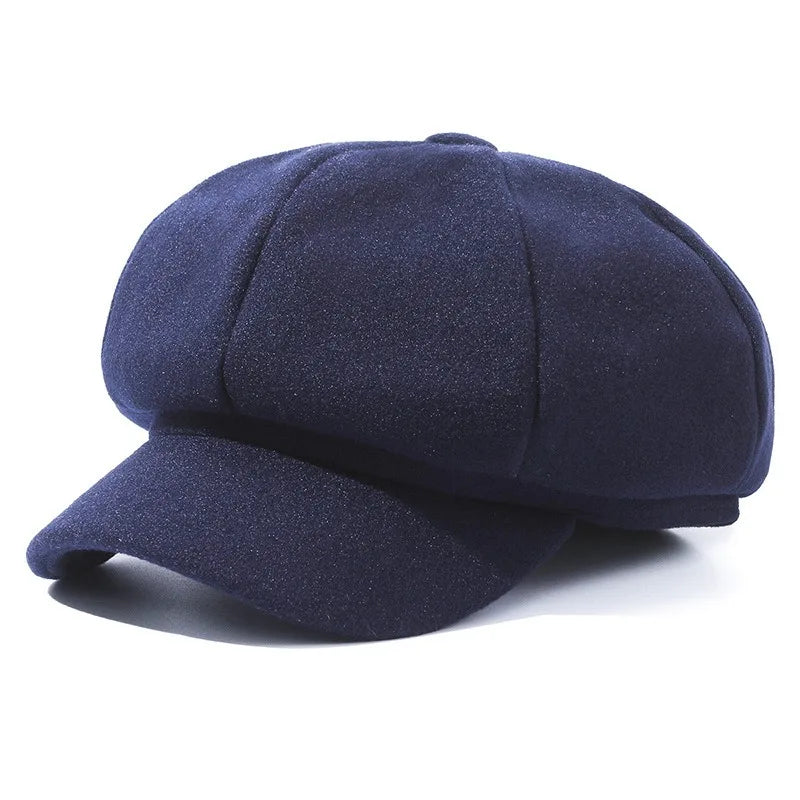 Woolen Solid Color Winter Baseball Cap