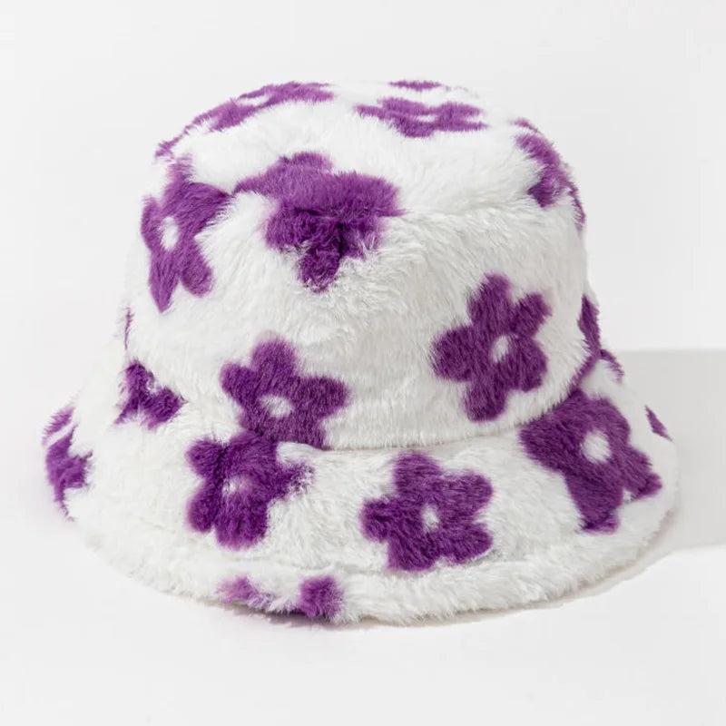 Stamp Print Warm Bucket Hat