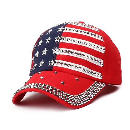 Sparkle Studded American Flag Baseball Cap