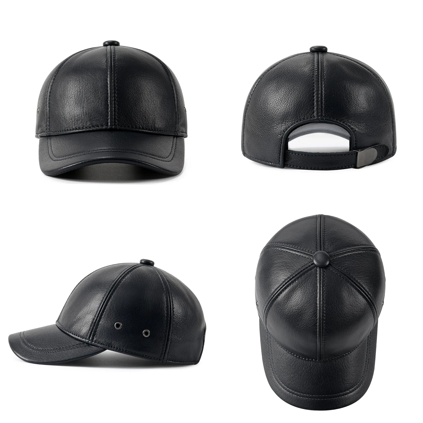 FEINION Leather Adjustable Flat Cap