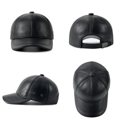 FEINION Leather Adjustable Flat Cap