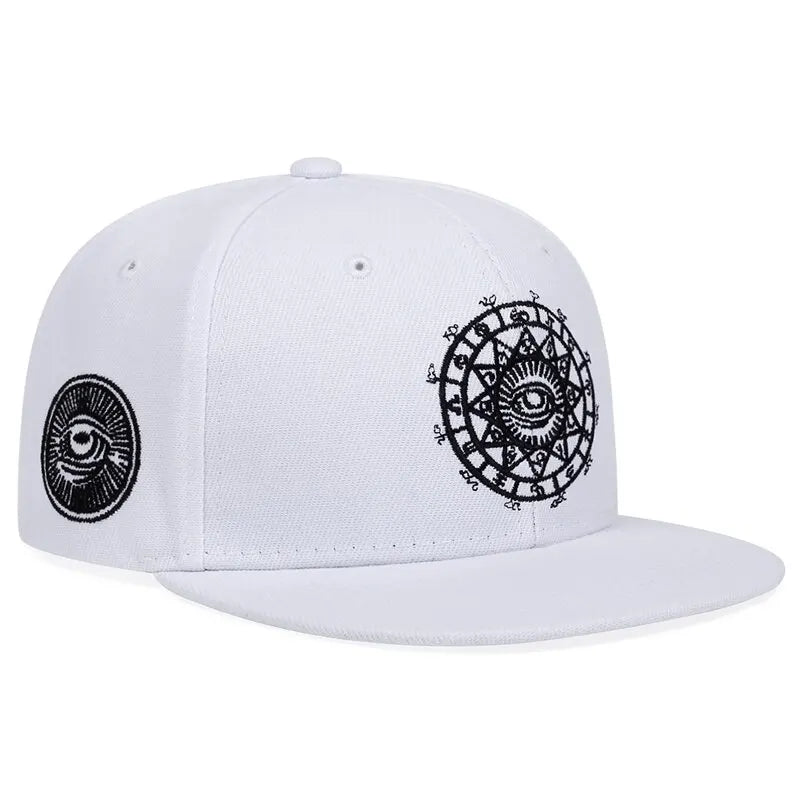 Unisex Eyes Embroidered Snapback Cap Outdoor Casual