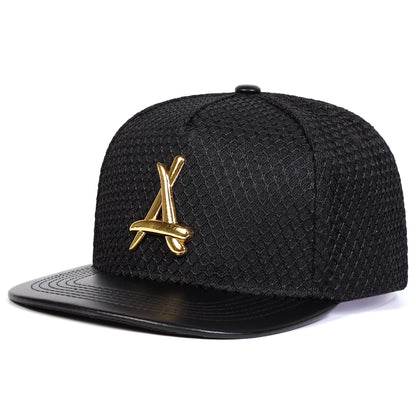 Unisex Metal Triangle Label Mesh Hip Hop Cap Outdoor