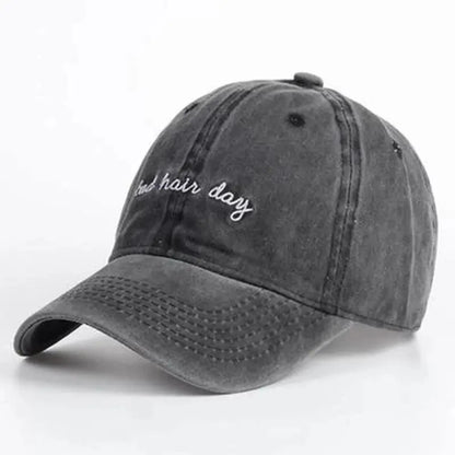 Bad Hair Day Embroidered Washed Baseball Cap