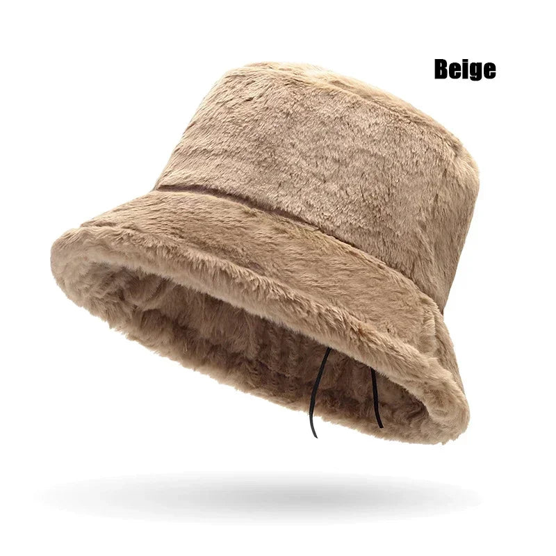 Leopard Print Plush Winter Bucket Hat