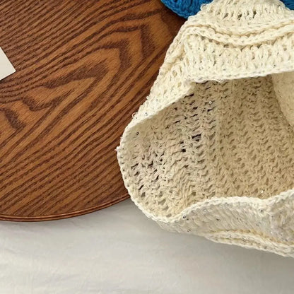 Y2k Flower Handwoven Hollow Sequin Crochet Bucket Hat