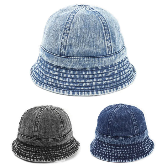 Washed Denim Bucket Hat Women Fisherman's Hat