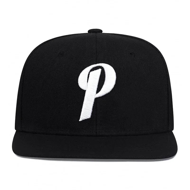 Unisex P Letter Embroidered Snapback Cap Outdoor Sports