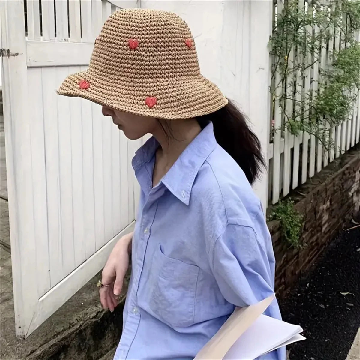 Insta Style Wavy Edge Straw Bucket Hat