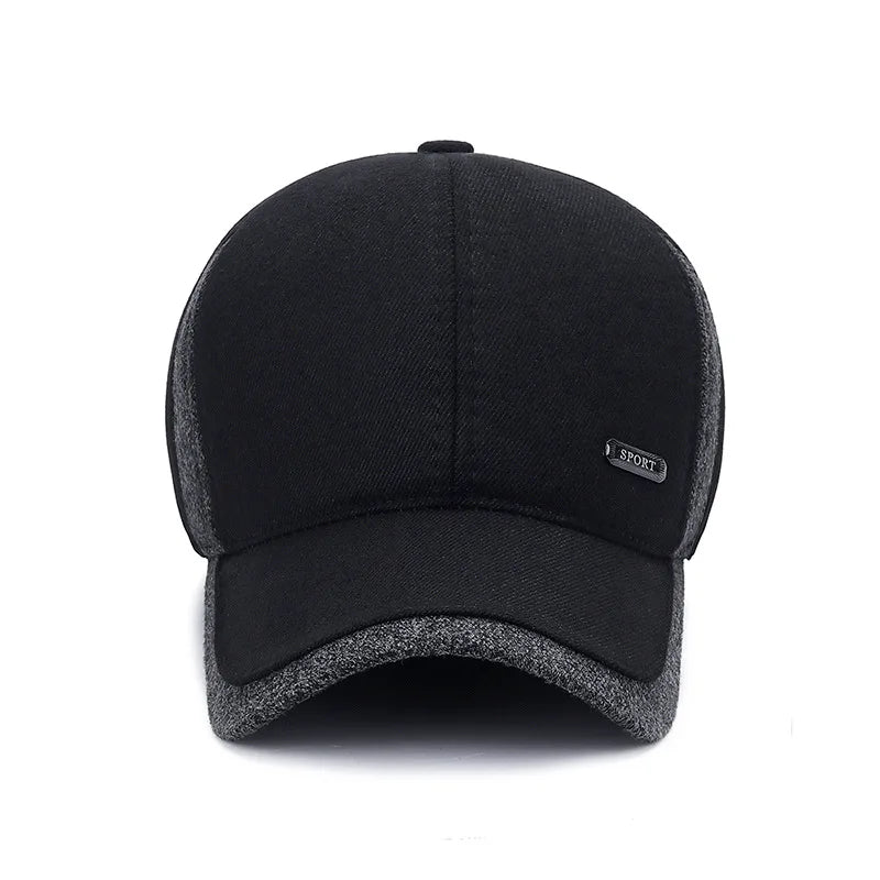 Waterproof Sports Baseball Cap Adjustable Lined Earflap Winter