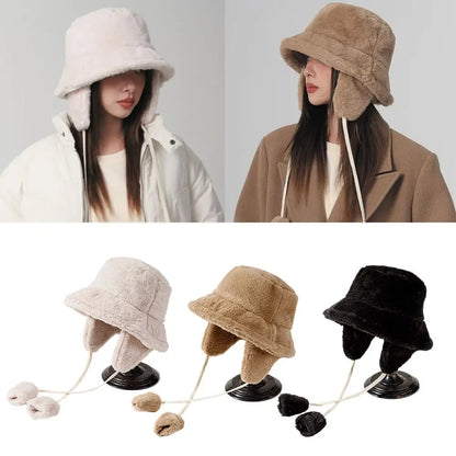 Unisex Faux Fur Bucket Hat with Ear Protection