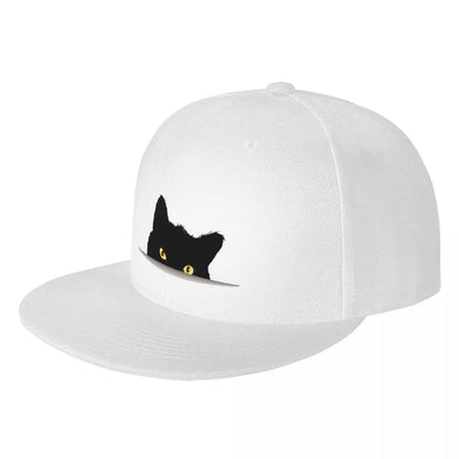 Black Cat Peeking Breathable Snapback Cap