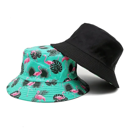 Unisex Flamingo Print Reversible Bucket Hat