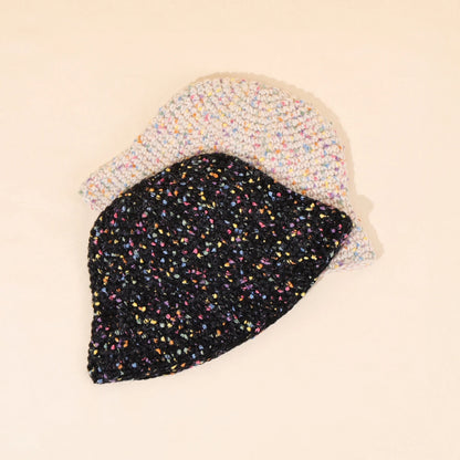 Colorful Knitted Bucket Hat Women Autumn Winter