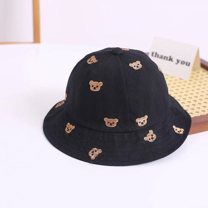 Kids Embroidered Bear Sun Bucket Hat