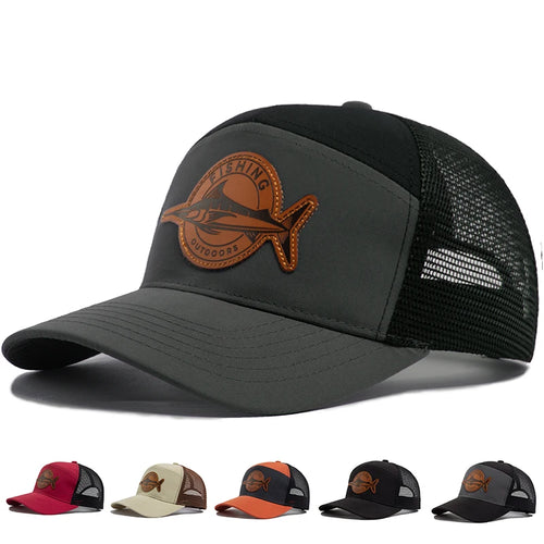 Shark Leather Trucker Mesh Baseball Cap