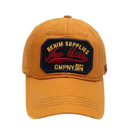 New York Letter Embroidered Washed Cotton Snapback Baseball Hat