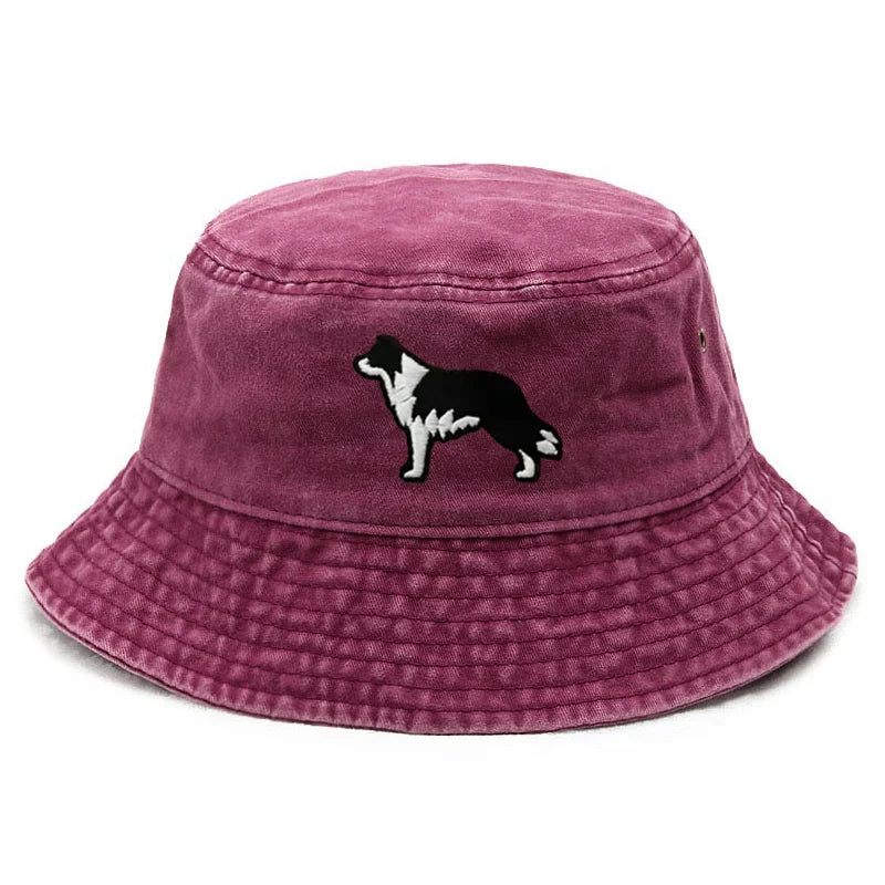 Border Collie Washed Cotton Vintage Outdoor Beach Gift Bucket Hat